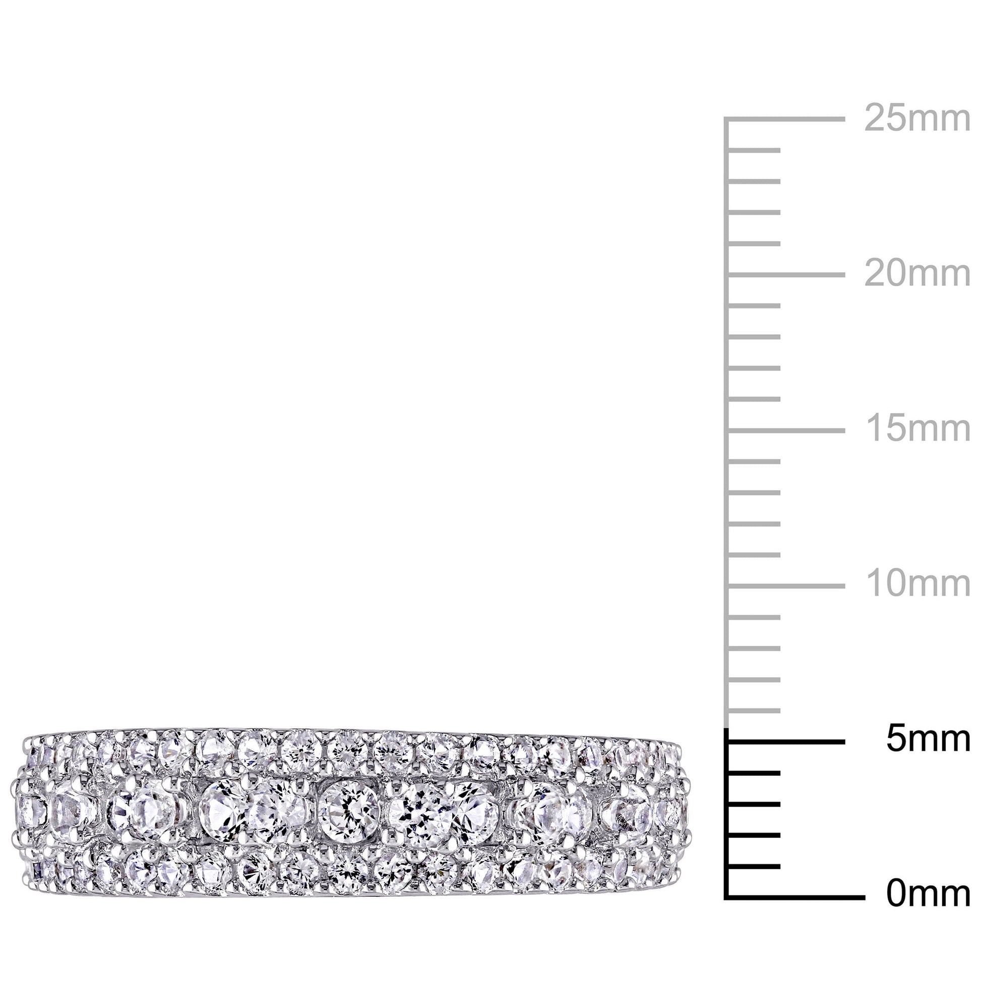 Women'S Engagement Anniversary Bridal 1 1/3 CT T.G.W. Round-Cut Created White Sapphire Sterling Silver Multi-Row Semi-Eternity Ring with Bezel/Prong/Pave Setting