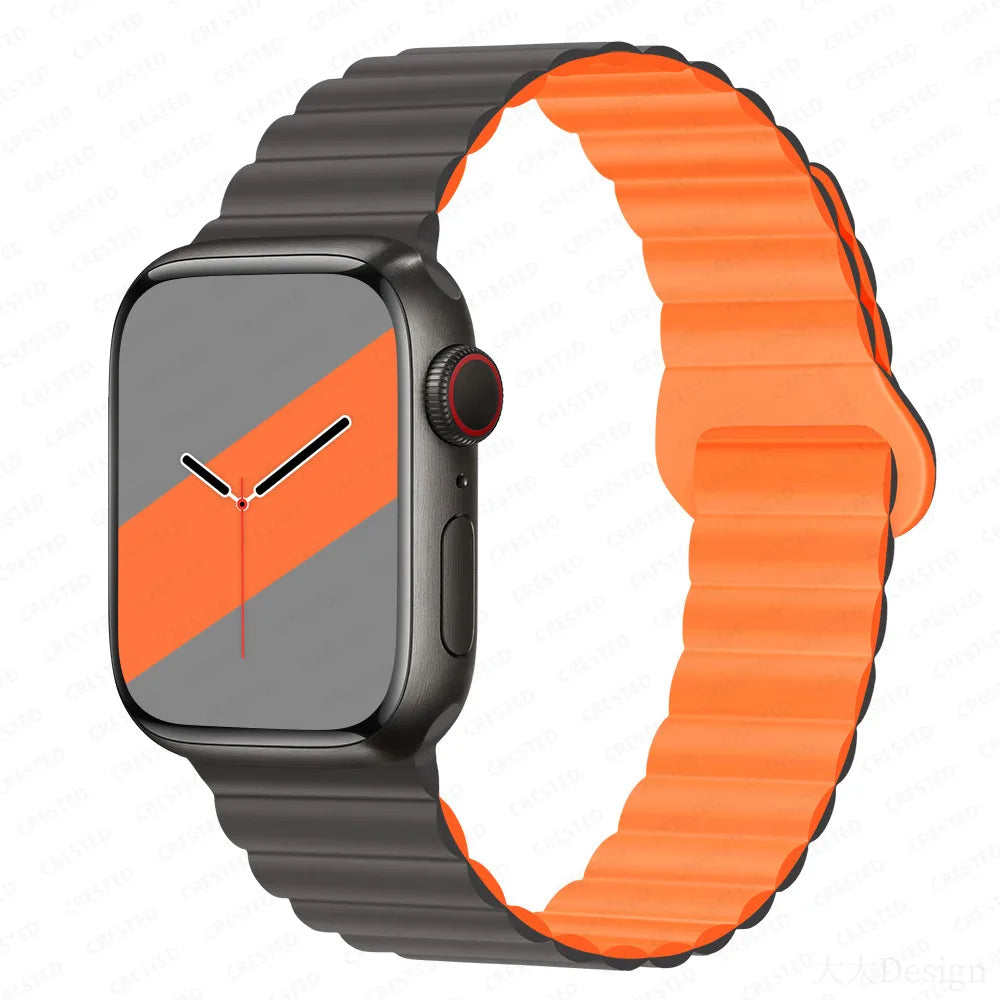 Silicone Magnetic Strap for Apple Watch Band 44Mm 45Mm 49Mm 40Mm 41Mm 38Mm 42Mm Bracelet Iwatch Series 8 9 3 5 4 SE 6 7 Ultra 2