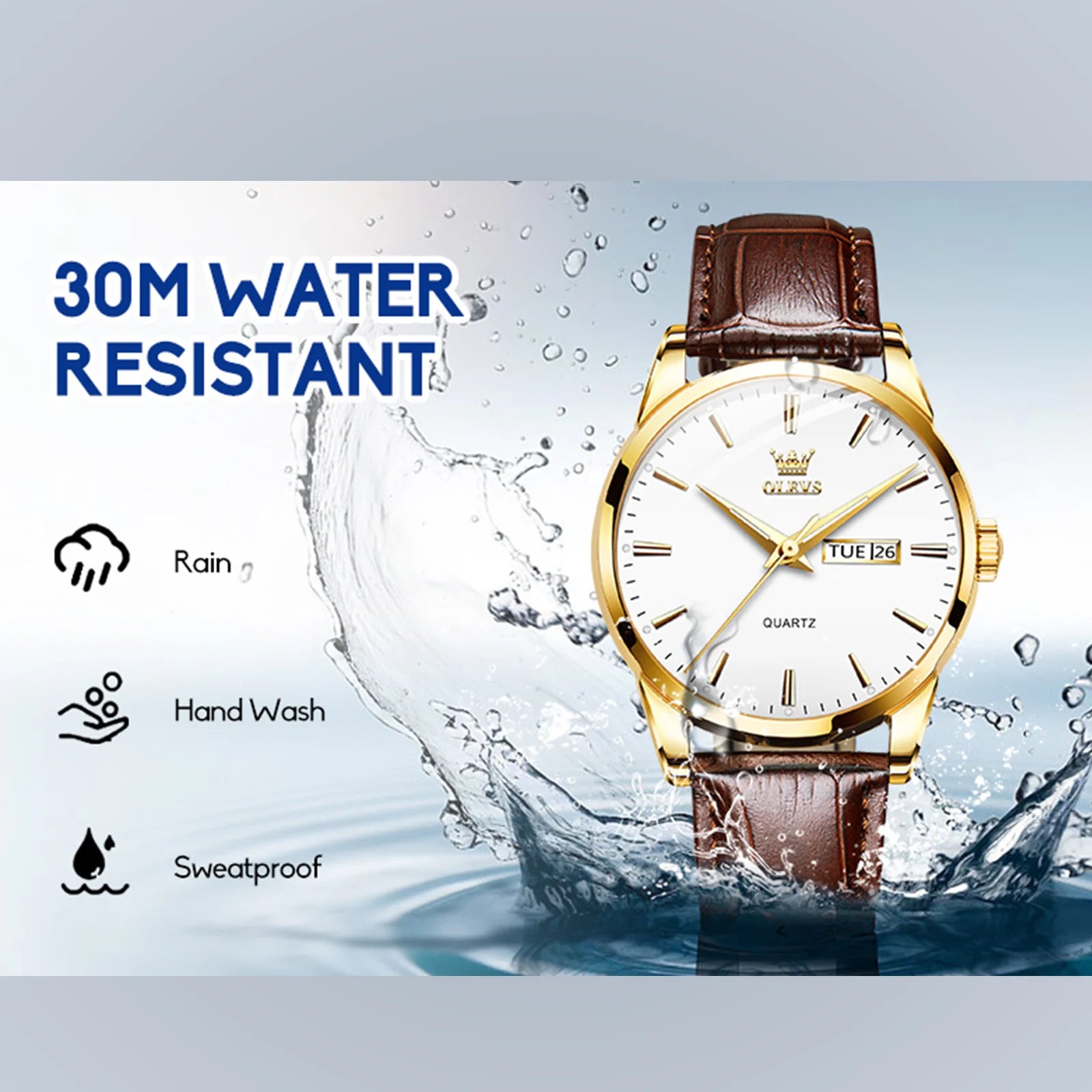 Brown Leather Watches for Men Big Gold Dial Mens Roman Numerals Watches Diamond Watch with Date Luxury Quartz Men'S Watches Waterproof Wrist Watches with Luminous