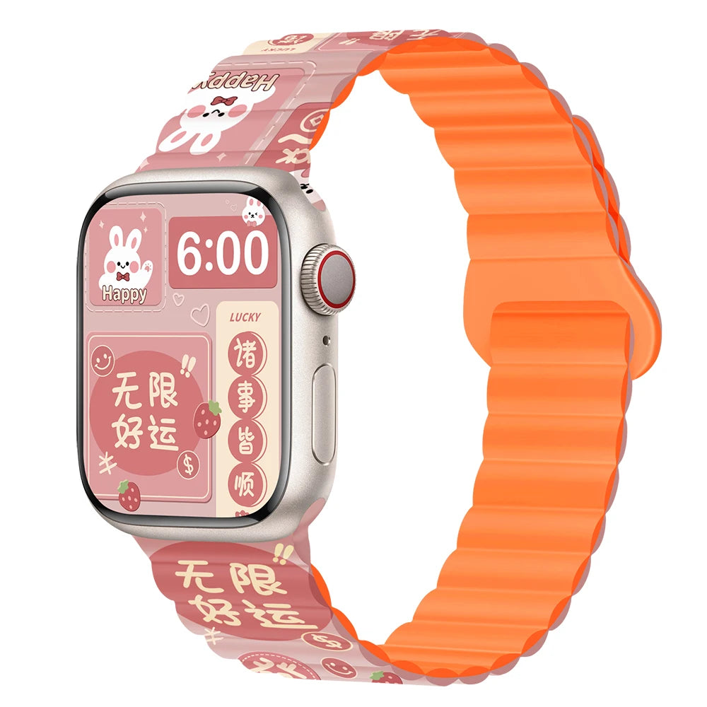 Silicone Magnetic Strap for Apple Watch Band 44Mm 45Mm 49Mm 40Mm 41Mm 38Mm 42Mm Bracelet Iwatch Series 8 9 3 5 4 SE 6 7 Ultra 2