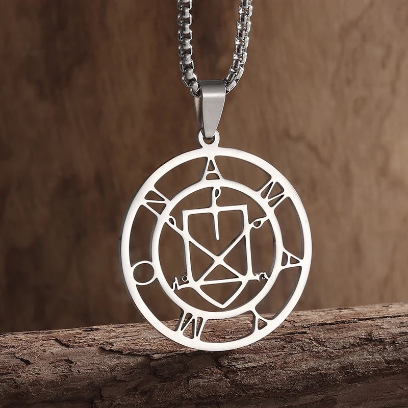 Vintage Compass Medal Pendant Stainless Steel Necklace Mens High Quality round Hip Hop Trend Jewelry Gifts Wholesale